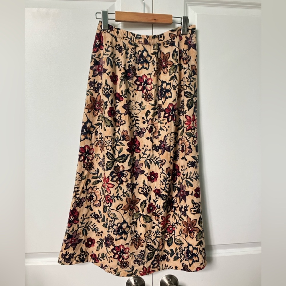 Vintage Talbots Linen Blend Floral Midi Skirt